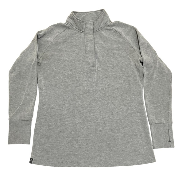 Free Fly Grey Performance Bamboo Fleece Pullover with Snaps & Thumb Holes Medium - Picture 3 of 9
